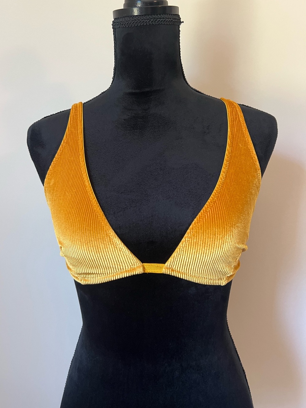 Free People Intimately Mustard Yellow Velvet Strappy Bralette S